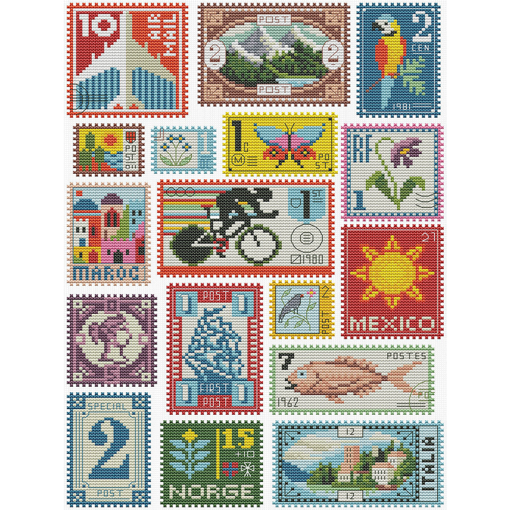 Small Stamp Collection - 14CT Stamped Cross Stitch 30*41CM(Joy Sunday)