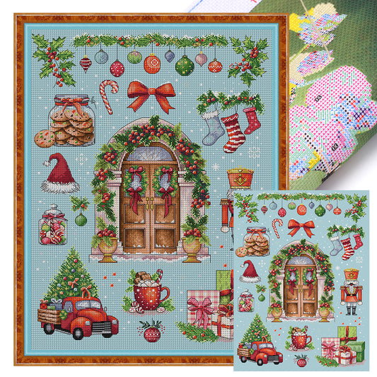 Christmas Cottage - 14CT Stamped Cross Stitch 46*61CM(Joy Sunday)