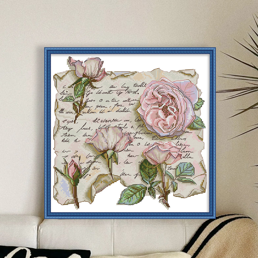 Love Letter From A Rose - 14CT Stamped Cross Stitch 31*32CM(Joy Sunday)