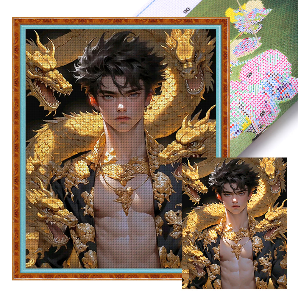Boy And Dragon - 11CT Stamped Cross Stitch 40*50CM