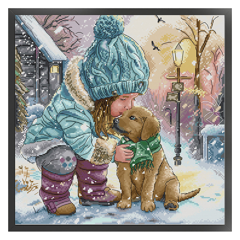 Winter With Good Friends - 14CT Stamped Cross Stitch 39*38CM(Joy Sunday)