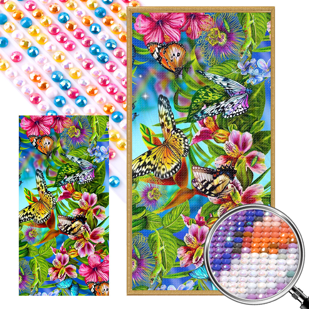 2 Pcs Flowers - Full AB Round Drill Diamond Painting 40*80CM
