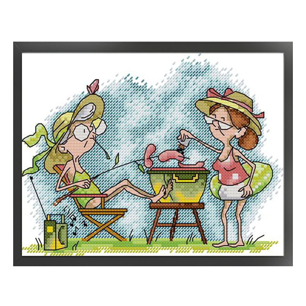 Two Old Naughty Boys 4 - 14CT Stamped Cross Stitch 21*17CM(Joy Sunday)