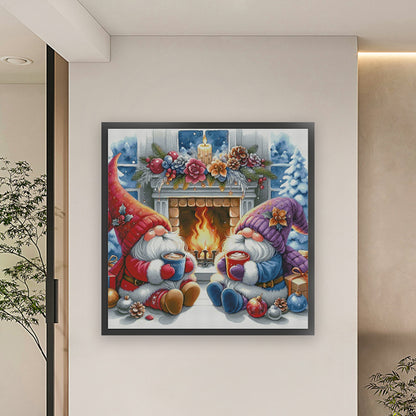 Dwarfs By The Fireplace - 14CT Stamped Cross Stitch 70*70CM(Fairy Brand)