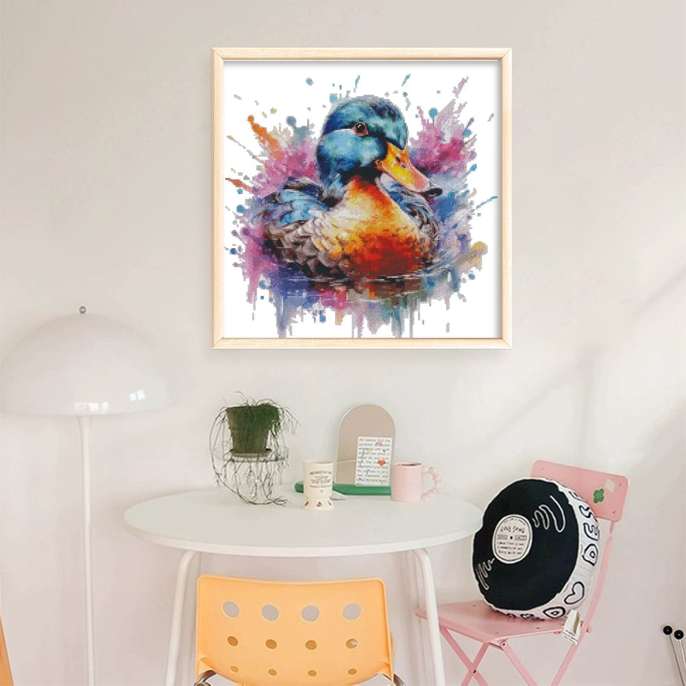 Watercolor Duckling - 14CT Stamped Cross Stitch 50*50CM(Fairy Brand)