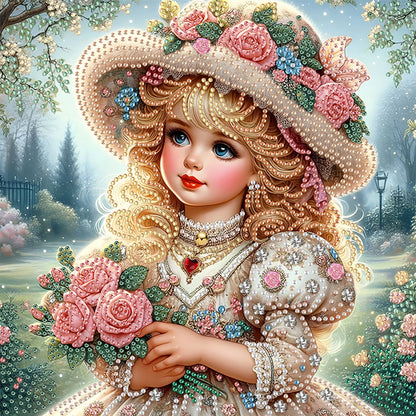 Elegant Little Girl - Special Shaped Drill Diamond Painting 30*30CM