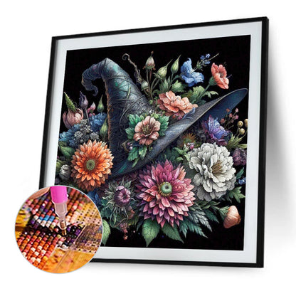 Flower Witch Hat - Full AB Round Drill Diamond Painting 40*40CM