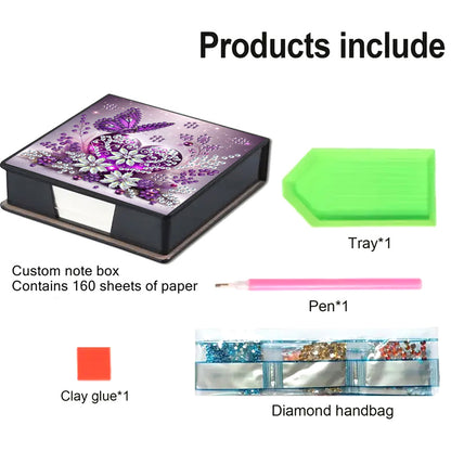 Leather 5D Diamond Painting Kit Note Box Diamond Art Notepad Box for Home Office