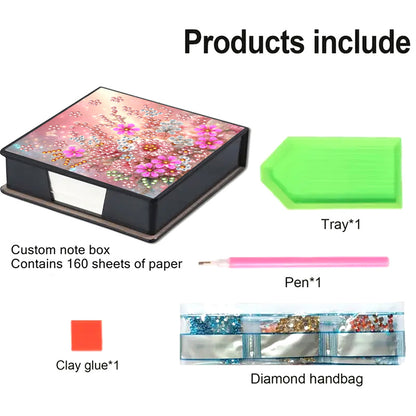 Leather 5D Diamond Painting Kit Note Box Diamond Art Notepad Box for Home Office