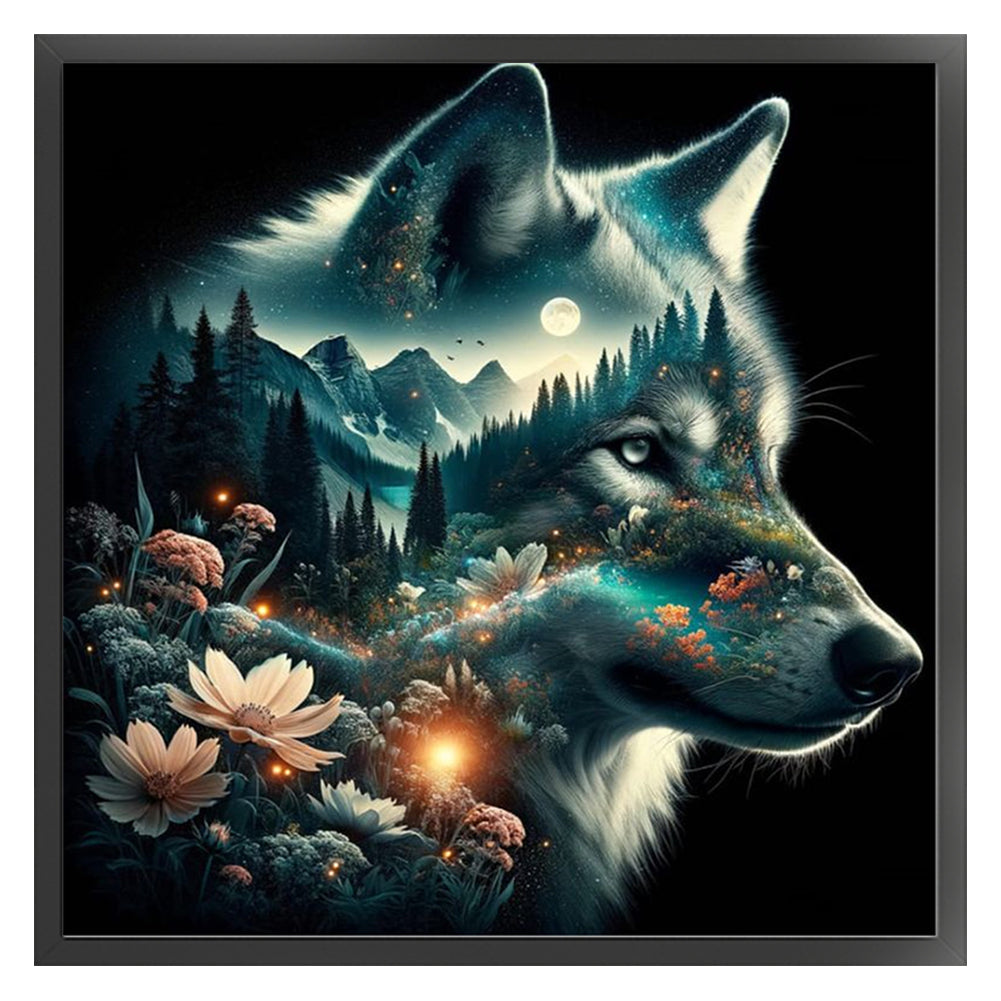 Silhouette - Wolf - 11CT Stamped Cross Stitch 40*40CM