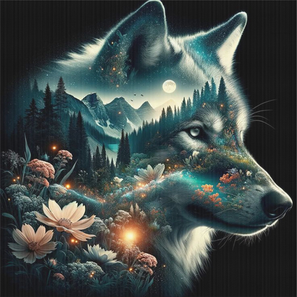 Silhouette - Wolf - 11CT Stamped Cross Stitch 40*40CM