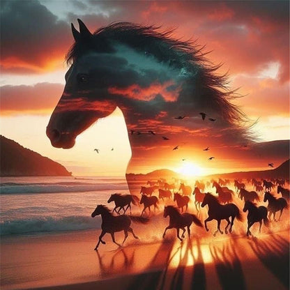 Silhouette - Horse - 11CT Stamped Cross Stitch 40*40CM