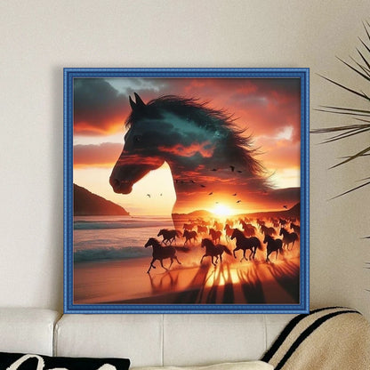 Silhouette - Horse - 11CT Stamped Cross Stitch 40*40CM