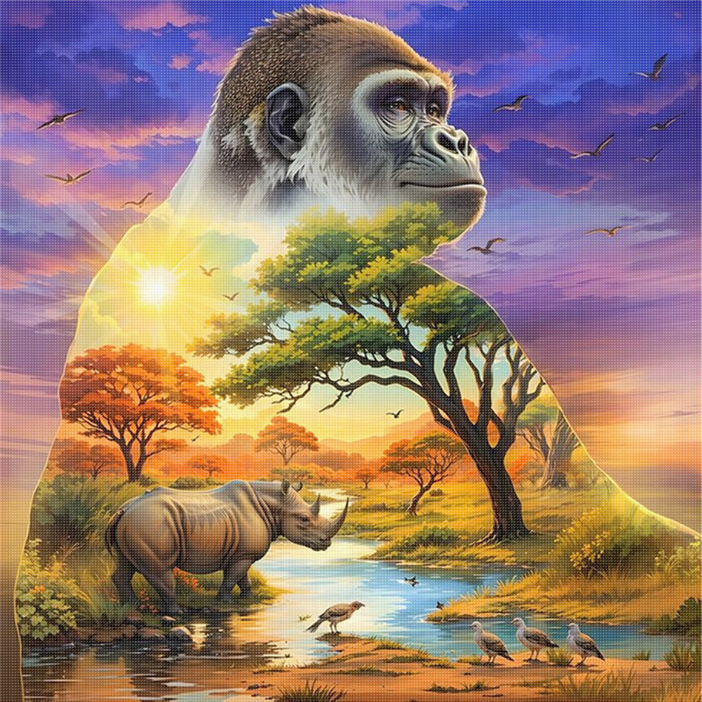 Silhouette - Orangutan - 11CT Stamped Cross Stitch 40*40CM