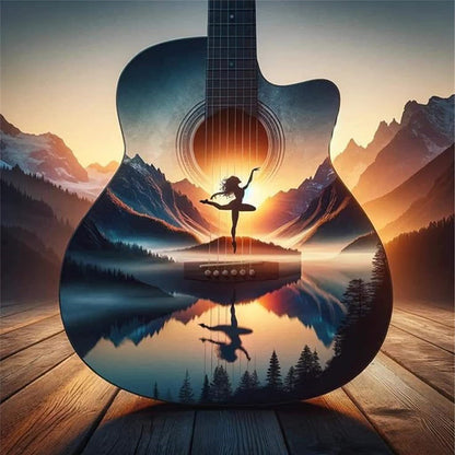 Silhouette - Guitar Woman - 11CT Stamped Cross Stitch 40*40CM