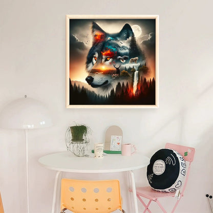 Silhouette-Wolf - 11CT Stamped Cross Stitch 40*40CM