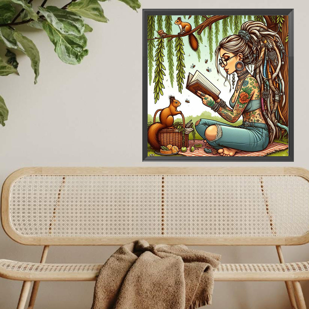 Reading Girl - Full Square Drill Diamond Painting 40*40CM