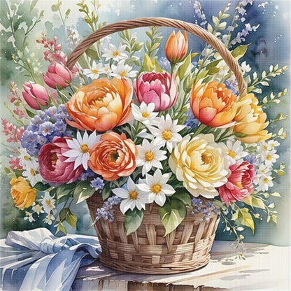 Vintage Flower Baskets - 11CT Stamped Cross Stitch 40*40CM
