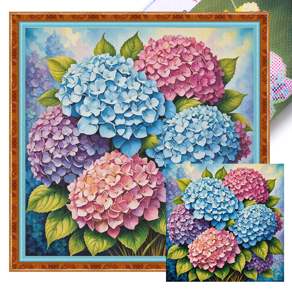 Hydrangeas - 11CT Stamped Cross Stitch 40*40CM