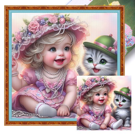 Lovely Girls - 11CT Stamped Cross Stitch 40*40CM