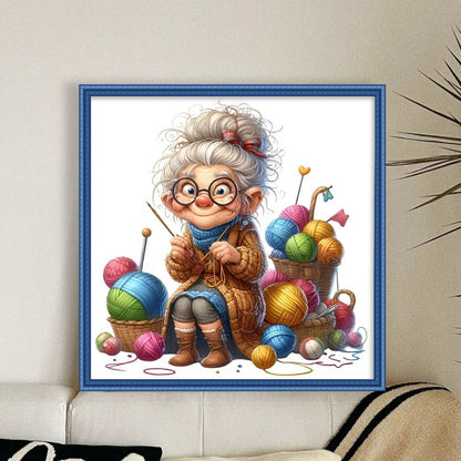 Sewing Old Ladies - 11CT Stamped Cross Stitch 40*40CM