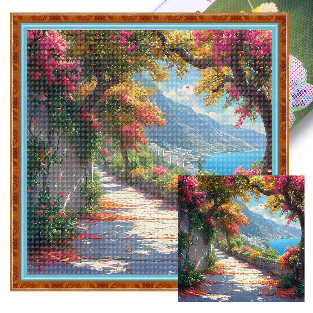 Seaside Town - Stamped Cross Stitch 50*50CM