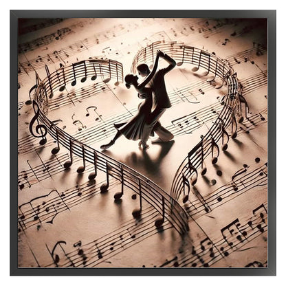 Music Score Dancers - 11CT Stamped Cross Stitch 45*45CM