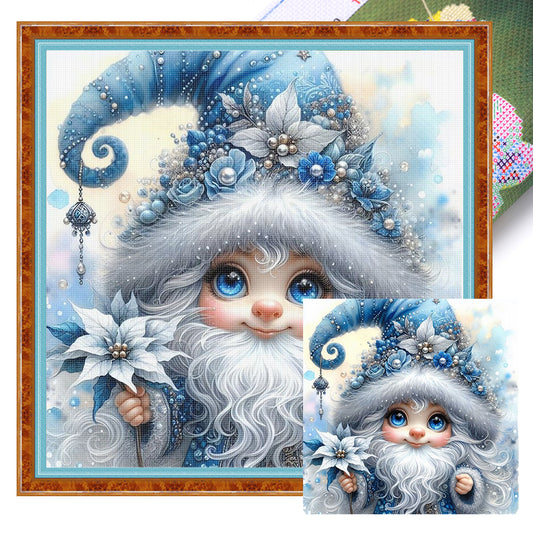 Blue Flower Gnomes - 11CT Stamped Cross Stitch 40*40CM