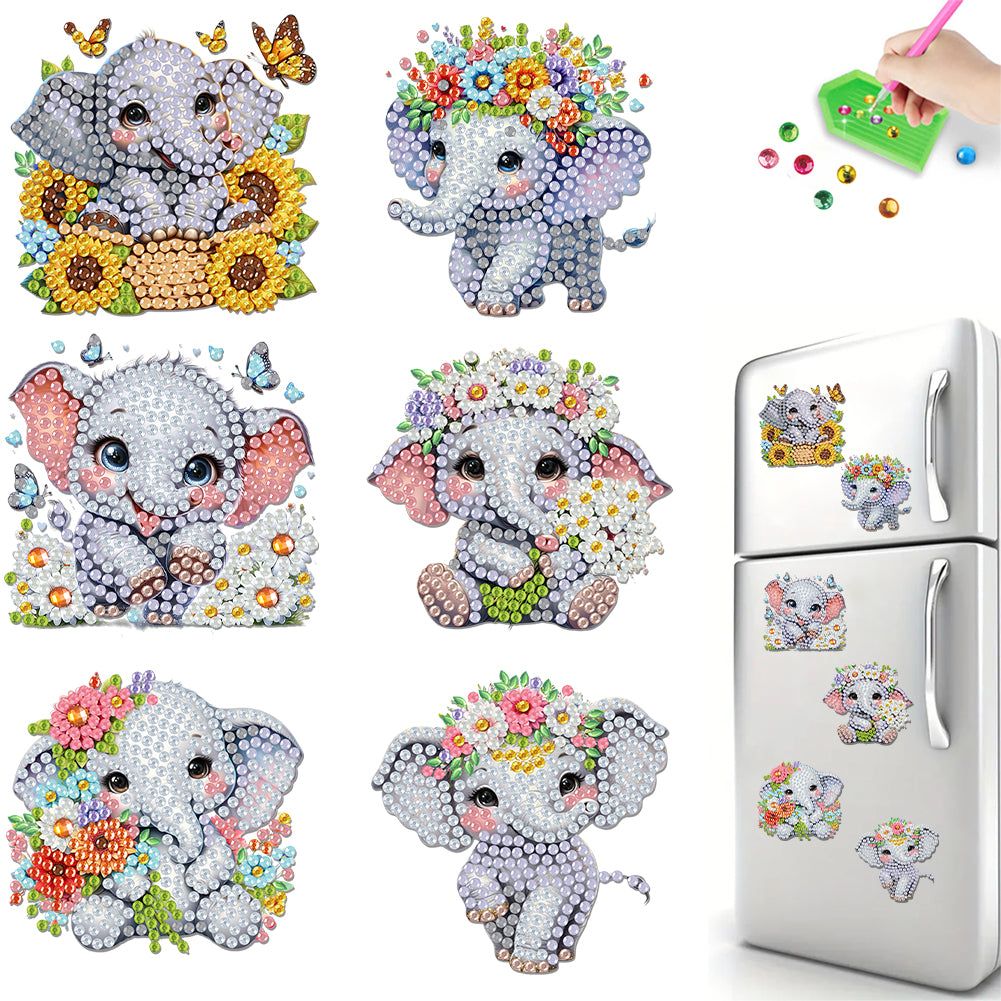 6Pcs Diamond Painting Refrigerator Magnets Diamond Art Kits for Adults Beginners