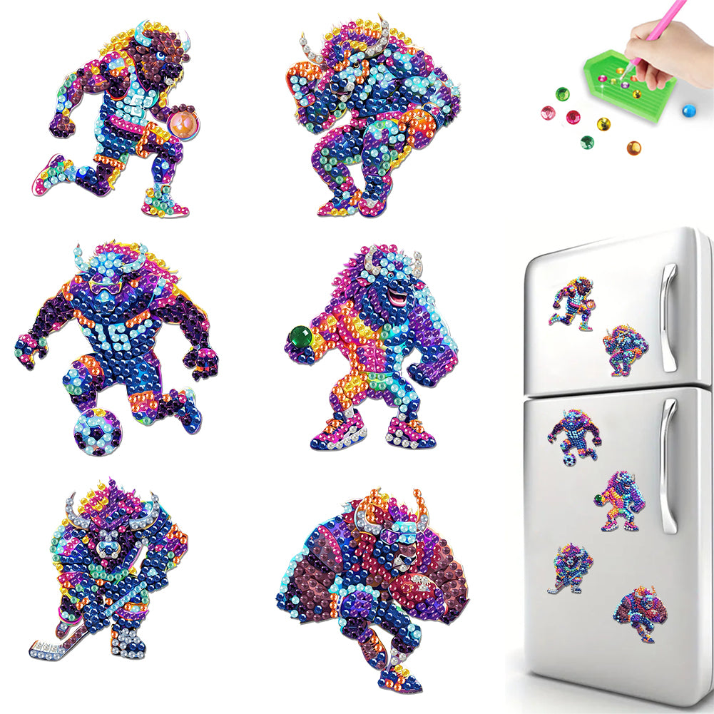 6Pcs Diamond Painting Refrigerator Magnets Diamond Art Kits for Adults Beginners