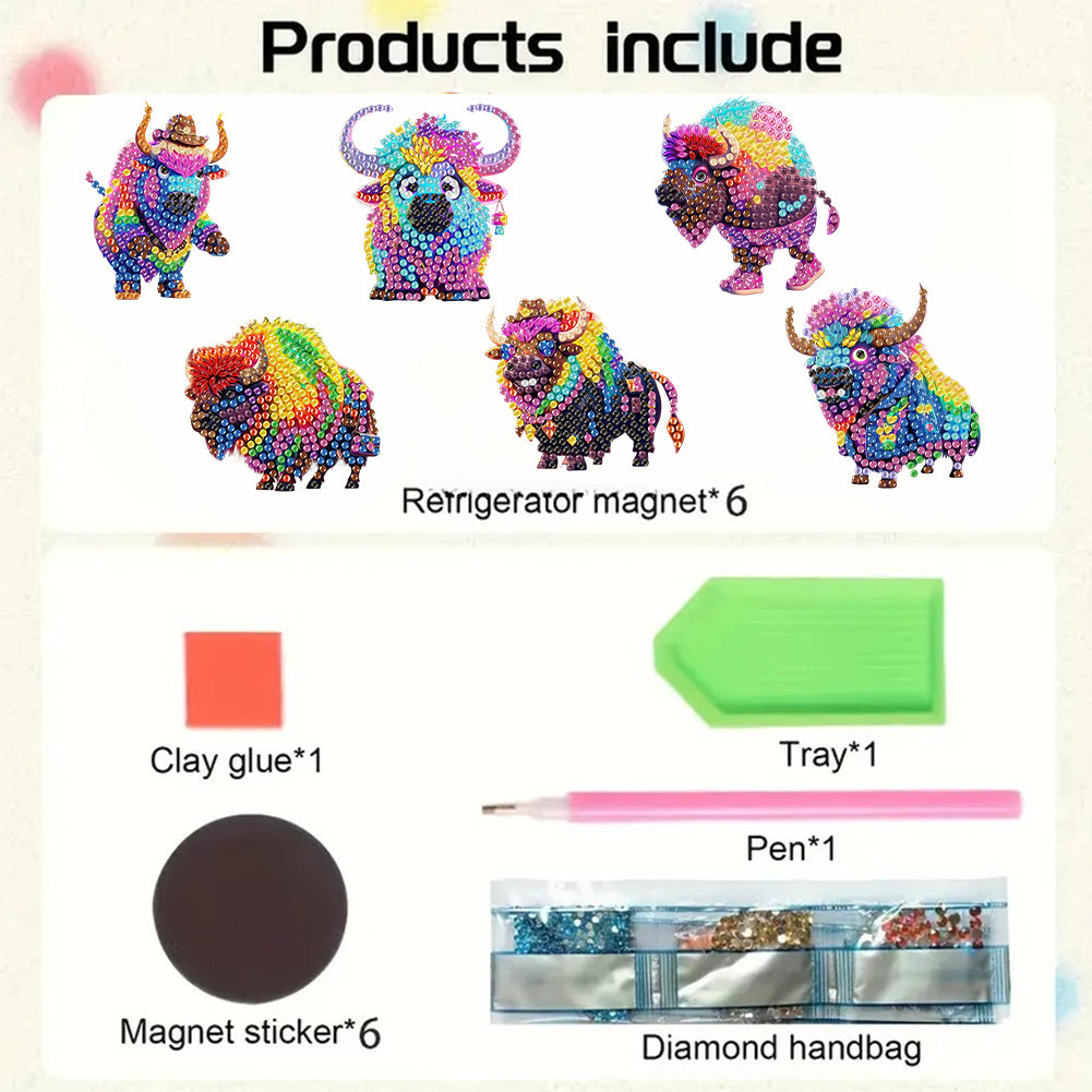 6Pcs Diamond Painting Refrigerator Magnets Diamond Art Kits for Adults Beginners