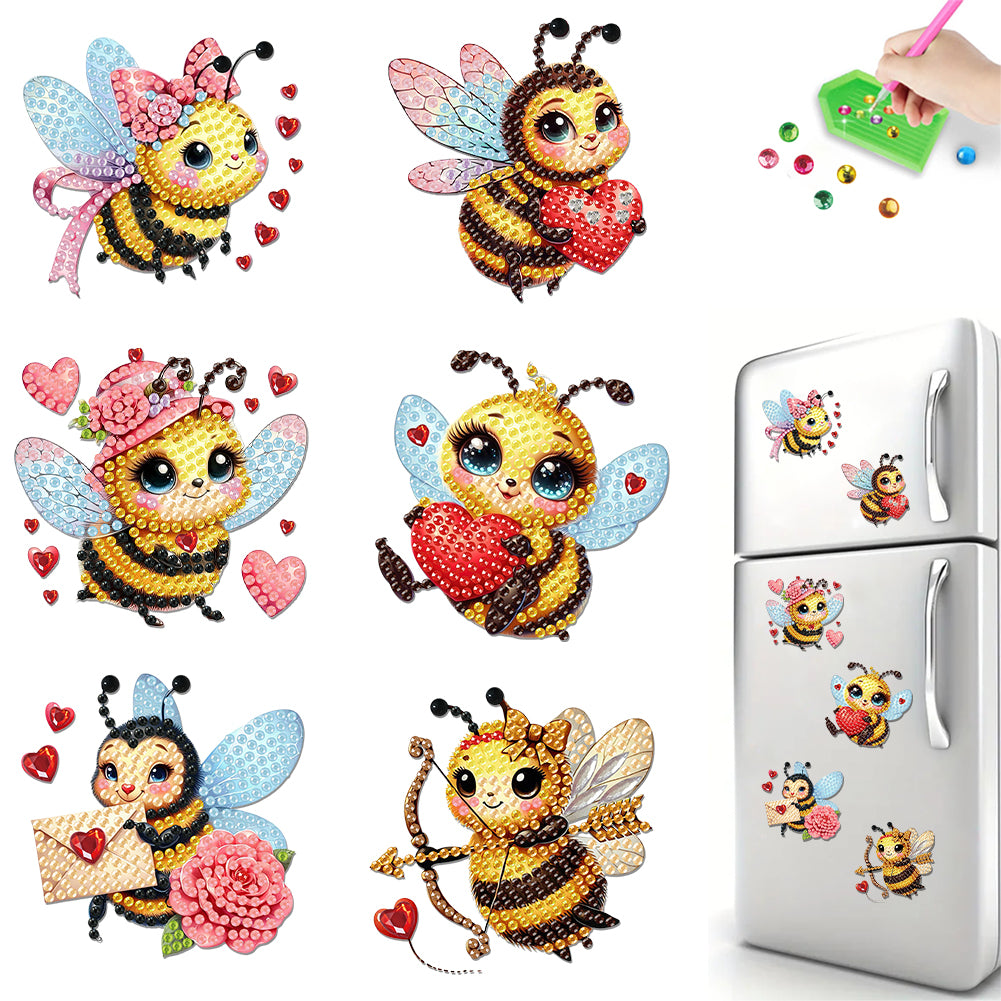 6Pcs Diamond Painting Refrigerator Magnets Diamond Art Kits for Adults Beginners