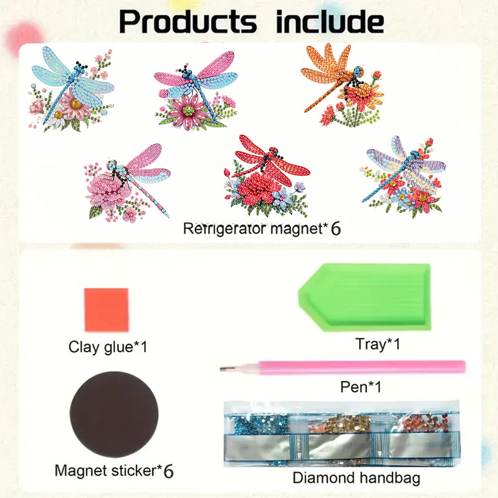 6Pcs Diamond Painting Refrigerator Magnets Diamond Art Kits for Adults Beginners