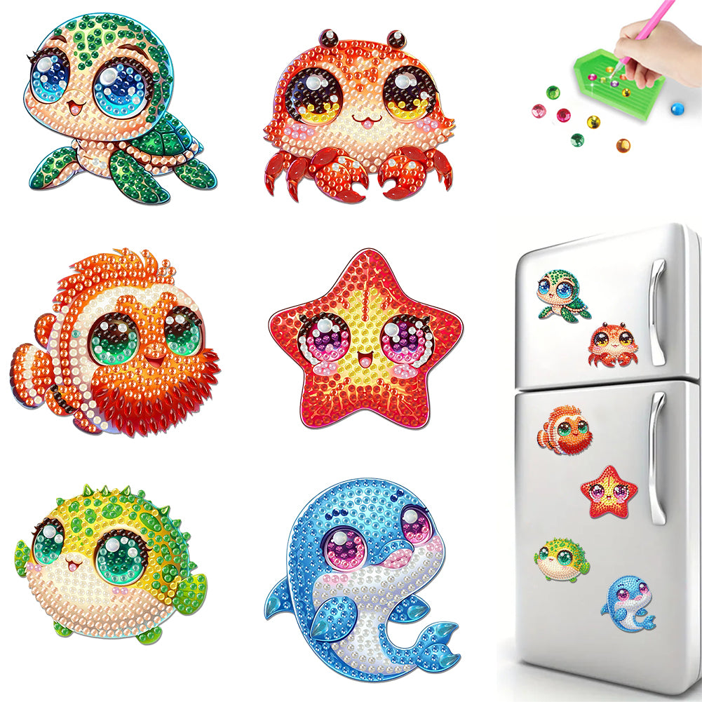 6Pcs Diamond Painting Refrigerator Magnets Diamond Art Kits for Adults Beginners