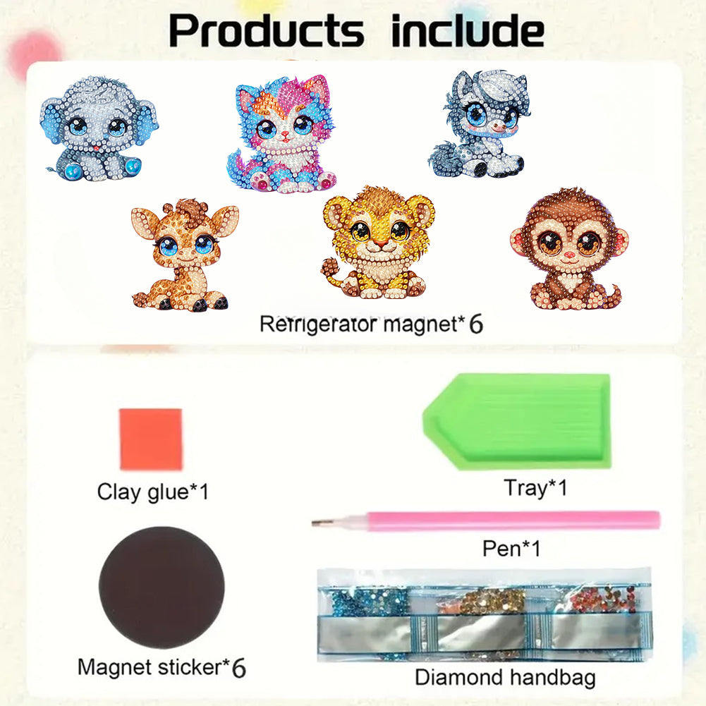 6Pcs Diamond Painting Refrigerator Magnets Diamond Art Kits for Adults Beginners