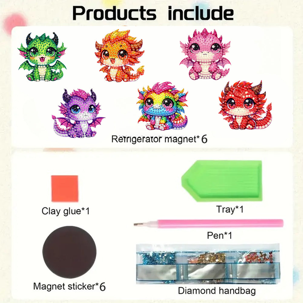 6Pcs Diamond Painting Refrigerator Magnets Diamond Art Kits for Adults Beginners