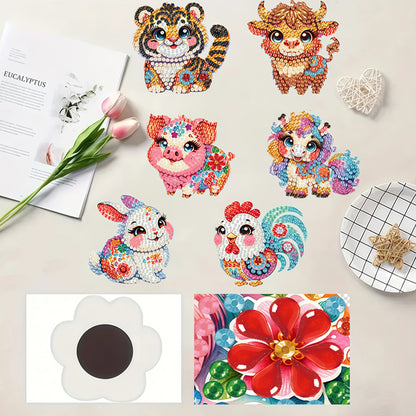 6Pcs Diamond Painting Refrigerator Magnets Diamond Art Kits for Adults Beginners