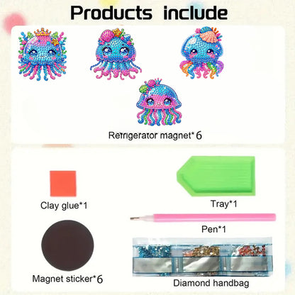 6Pcs Diamond Painting Refrigerator Magnets Diamond Art Kits for Adults Beginners
