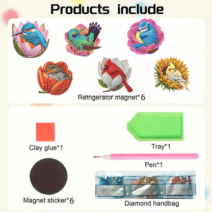 6Pcs Diamond Painting Refrigerator Magnets Diamond Art Kits for Adults Beginners