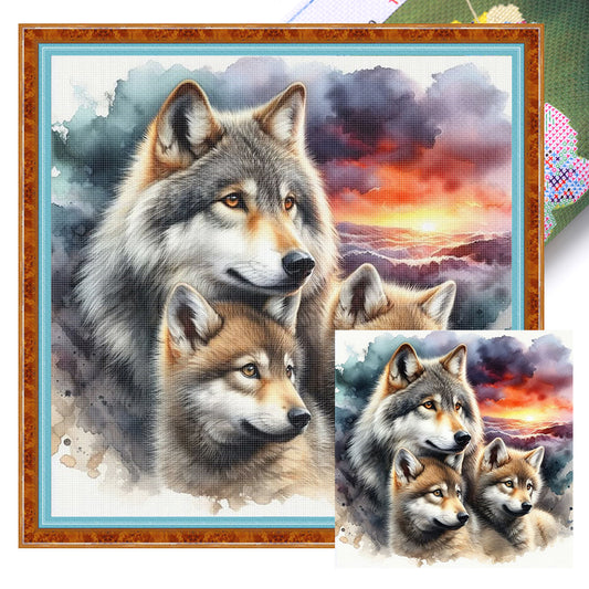 Three Wolves - 11CT Stamped Cross Stitch 45*45CM