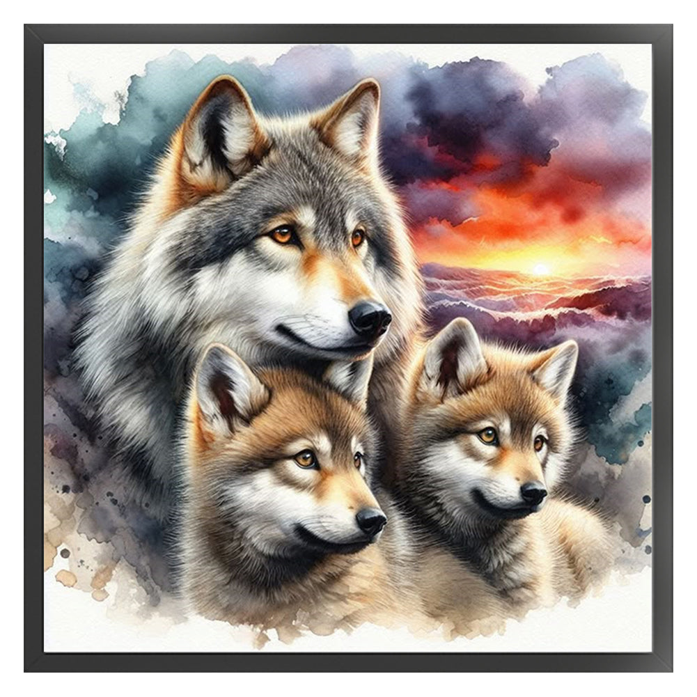 Three Wolves - 11CT Stamped Cross Stitch 45*45CM