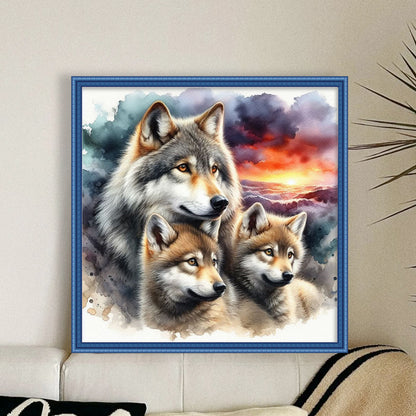 Three Wolves - 11CT Stamped Cross Stitch 45*45CM