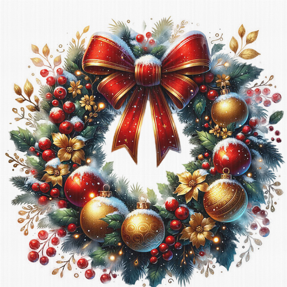 Christmas Wreaths - 14CT Stamped Cross Stitch 50*50CM