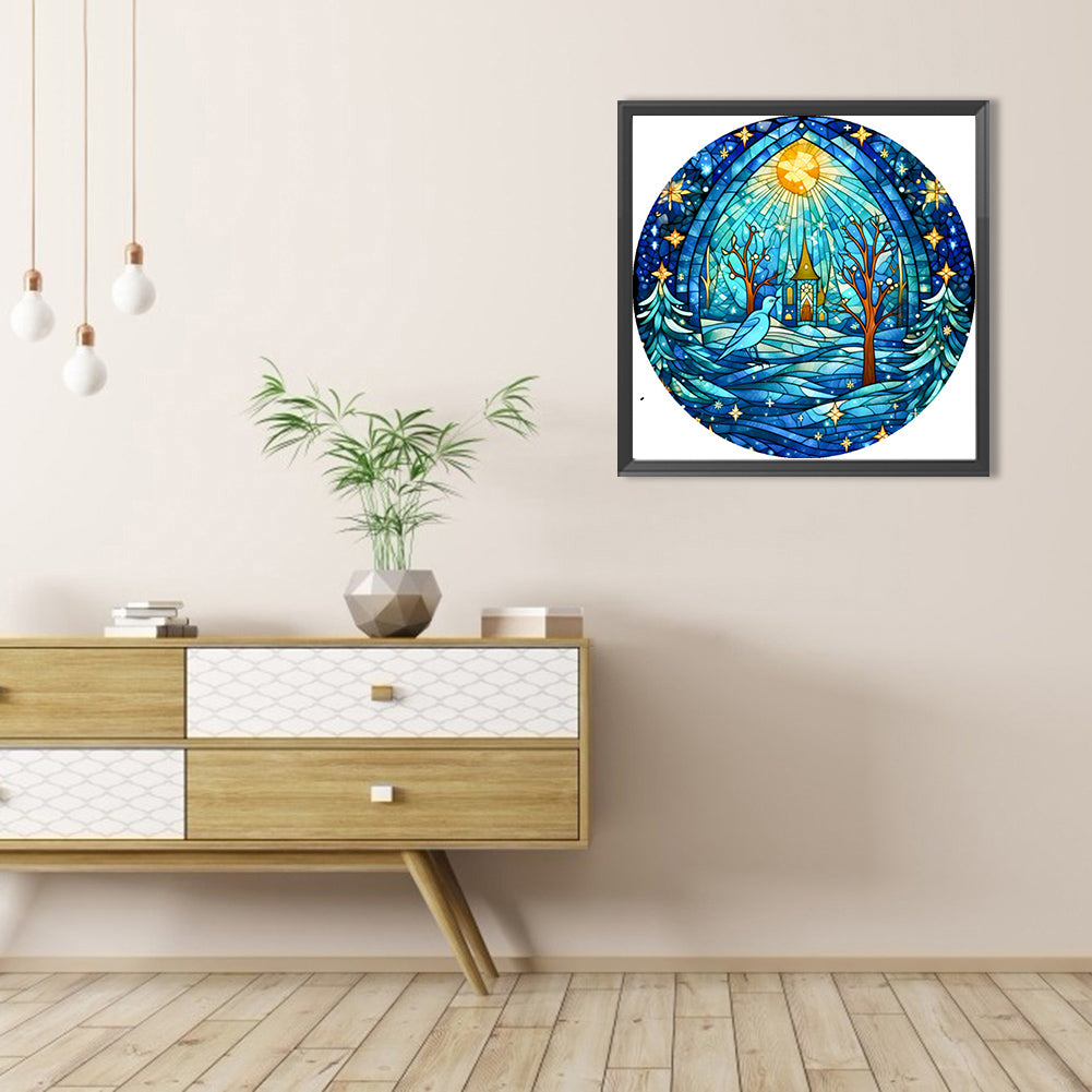 Polar Snow Glass Painting - Full AB Round Drill Diamond Painting 40*40CM