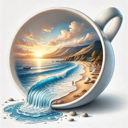 Sunset On The Seaside - 11CT Stamped Cross Stitch 40*40CM