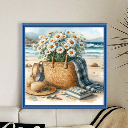 Seaside Daisies - 11CT Stamped Cross Stitch 40*40CM