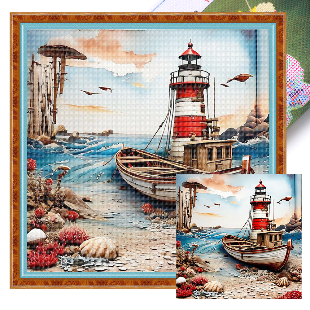 Seaside Lighthouses - 11CT Stamped Cross Stitch 40*40CM