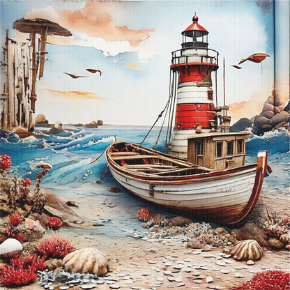 Seaside Lighthouses - 11CT Stamped Cross Stitch 40*40CM