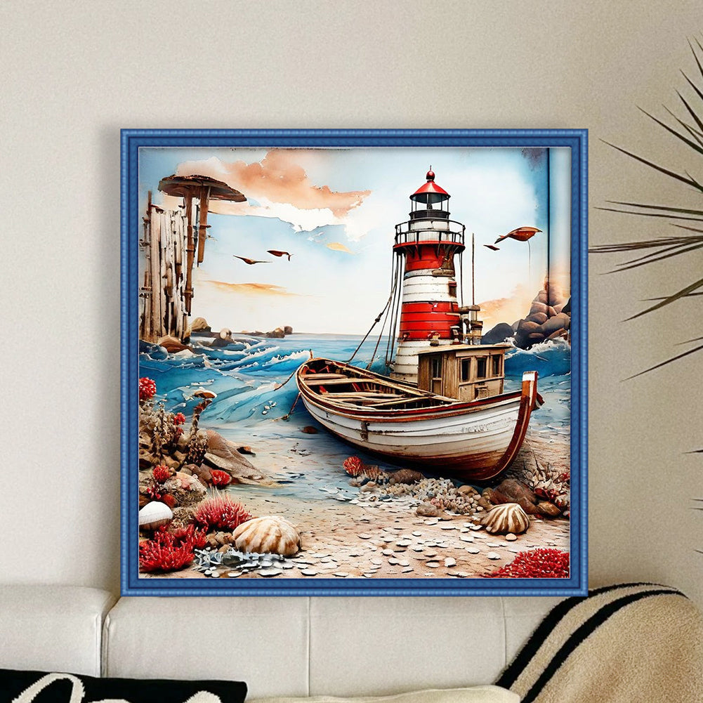 Seaside Lighthouses - 11CT Stamped Cross Stitch 40*40CM