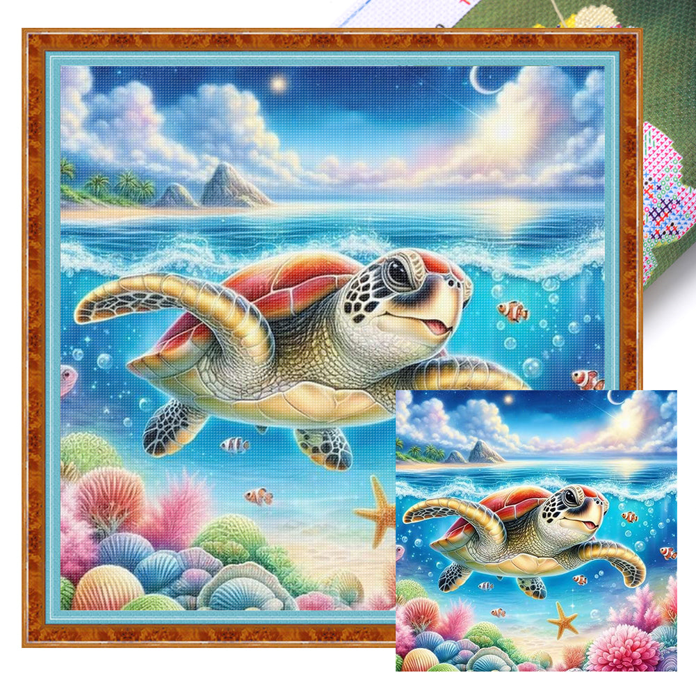 Seascape In Teacups - 11CT Stamped Cross Stitch 40*40CM